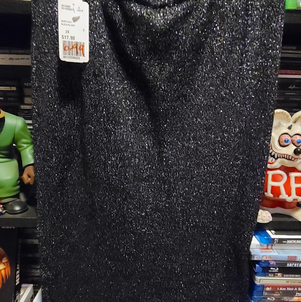 Black shimmer pencil skirt
